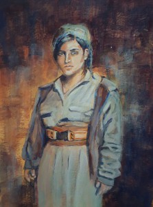Koerdische strijdster, 30 x 40 cm, acryl op paier
