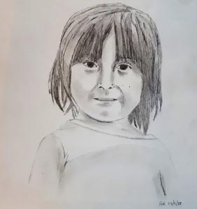 Portret-van-een-Boliviaans-meisje-potlood-25-x-30-cm