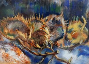 Zonnebloemen-naar-van-Gogh-pastel-op-papier-40-x-60-cm